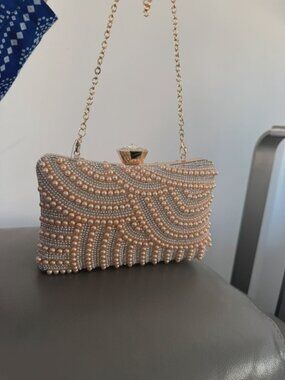 Rose gold double beaded fancy clutch
